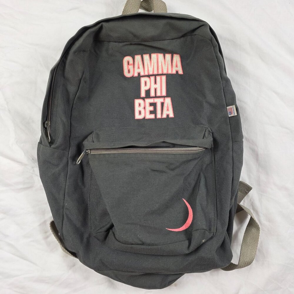 Vintage Gamma Phi Beta American Apparel Black Backpack School College Casual